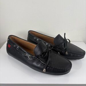 marc joseph black leather driving loafers bow detail slip on